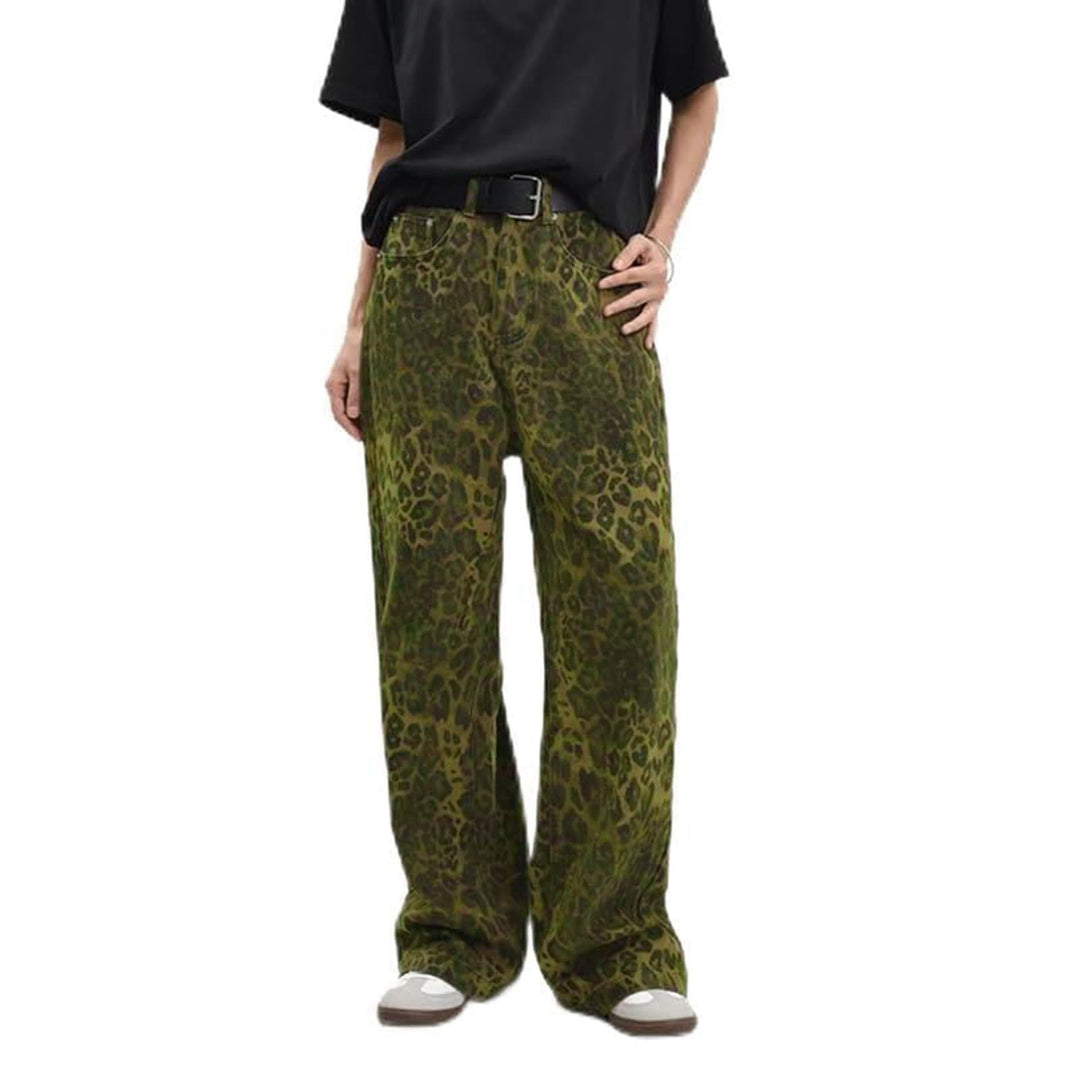 Damen Weit geschnittene Leoprint-Hose mit flexiblem Bund und modischem Design Drune