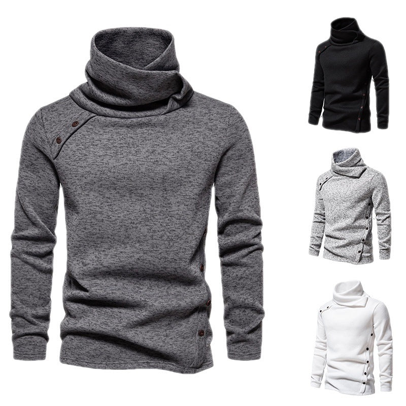 Herren nan Strickpullover mit großem Schalkragen, asymmetrischer Knopfleiste und schmaler Silhouette Drune