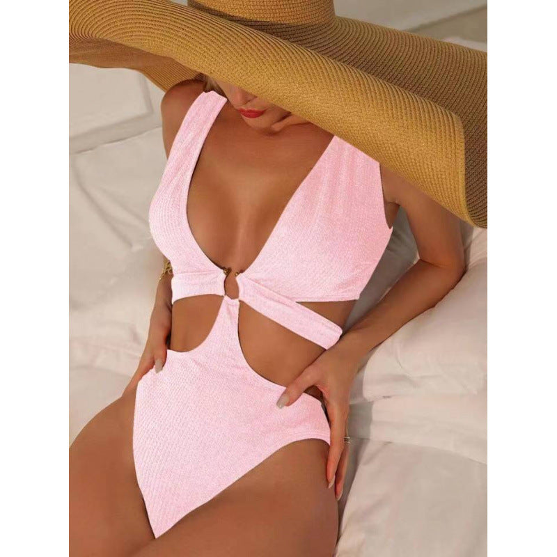 Damen Cut-Out Badeanzug mit elegantem Wickeldetail Drune