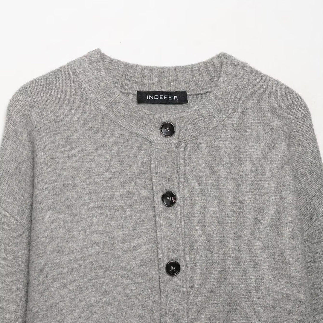 Damen Kurze Strickjacke mit durchgehender Knopfleiste und überschnittenen Schultern Drune