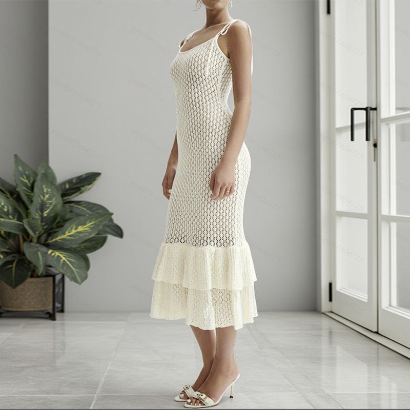 Damen Häkelkleid mit voluminösem Rüschenbesatz Drune