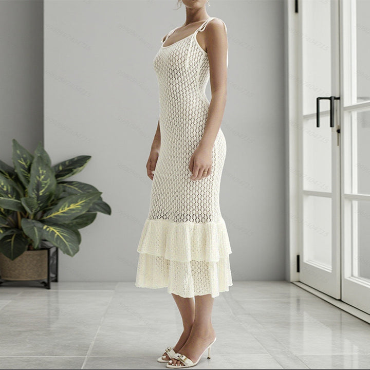 Damen Häkelkleid mit voluminösem Rüschenbesatz Drune