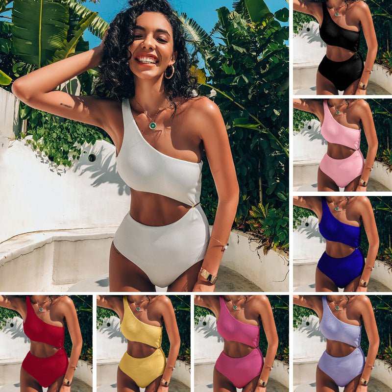 Damen One-Shoulder-Bikini mit hohem Beinausschnitt Drune