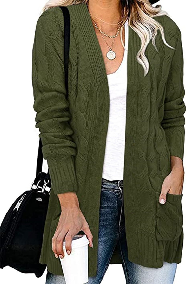 Damen Strickjacke im eleganten Kabelmuster mit offenen Taschen Drune