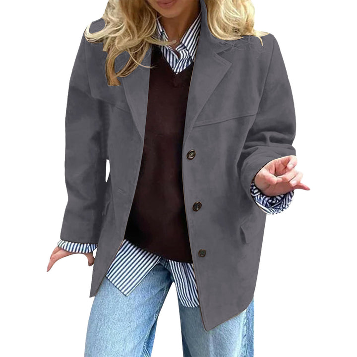 Damen eleganter Oversized-Blazer aus Wildlederimitat Drune