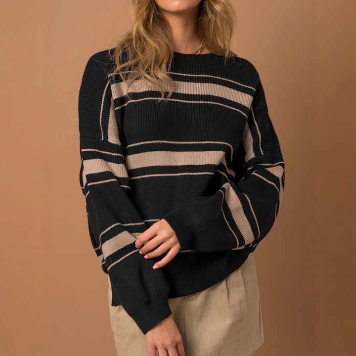 Damen lässiger Pullover mit modernen Streifen Drune