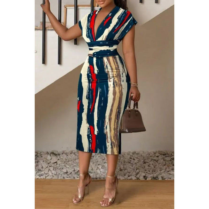 Damen Wickelkleid mit modernem Muster und figurbetonter Silhouette Drune