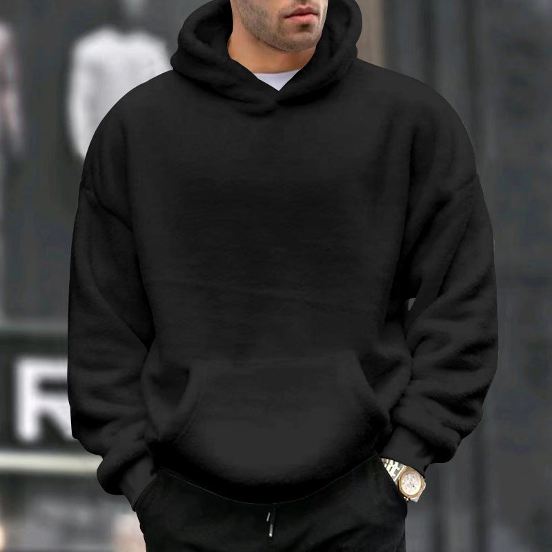 Herren nan oversized Fleece-Kapuzenpullover mit Kängurutasche und dropped shoulders Drune