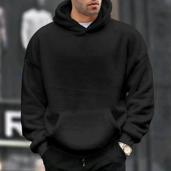 Herren nan oversized Fleece-Kapuzenpullover mit Kängurutasche und dropped shoulders Drune