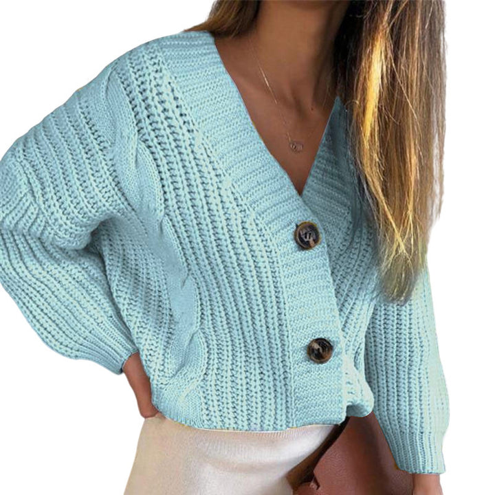 Damen lässige Strickjacke mit Knopfdetails und modernen Texturen Drune