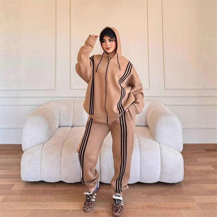 Damen Sportlicher Jumpsuit mit hohem Kragen und seitlichem Reißverschluss Drune