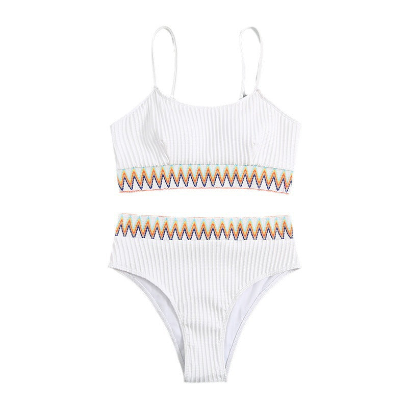 Damen Hochtailliertes Bikini-Set mit gestreiftem Oberteil Drune