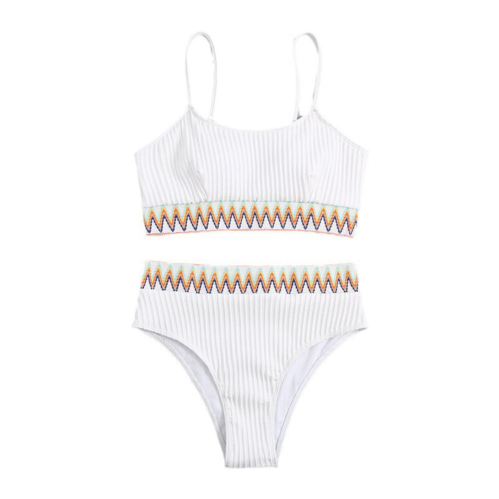 Damen Hochtailliertes Bikini-Set mit gestreiftem Oberteil Drune