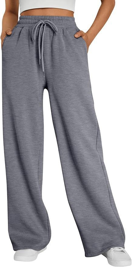 Damen nan weite Loungehose mit hohem Elastikbund, verstellbarem Kordelzug und fließender Palazzosilhouette Drune