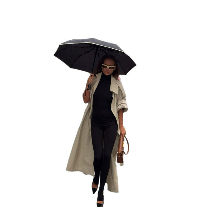 Damen Eleganter Trenchcoat mit offenen Ärmeln und modernem Schnitt Drune