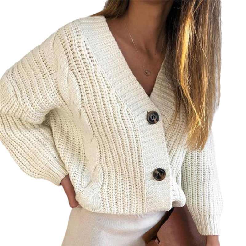 Damen lässige Strickjacke mit Knopfdetails und modernen Texturen Drune