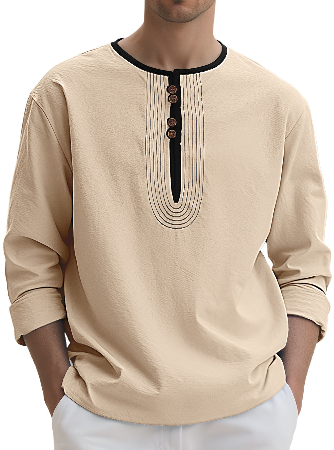Herren Langarmshirt mit stylischem Knopfdesign Drune
