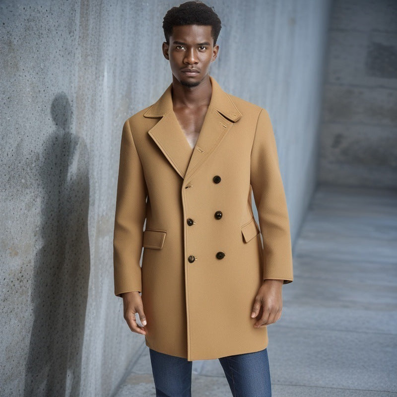 Herren eleganter Doppelreiher-Mantel mit modernem Schnitt und praktischen Taschen Drune