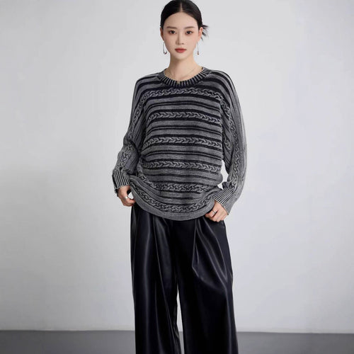 Damen Strickpullover mit strukturiertem Zopf-Design und modernem Schnitt Drune