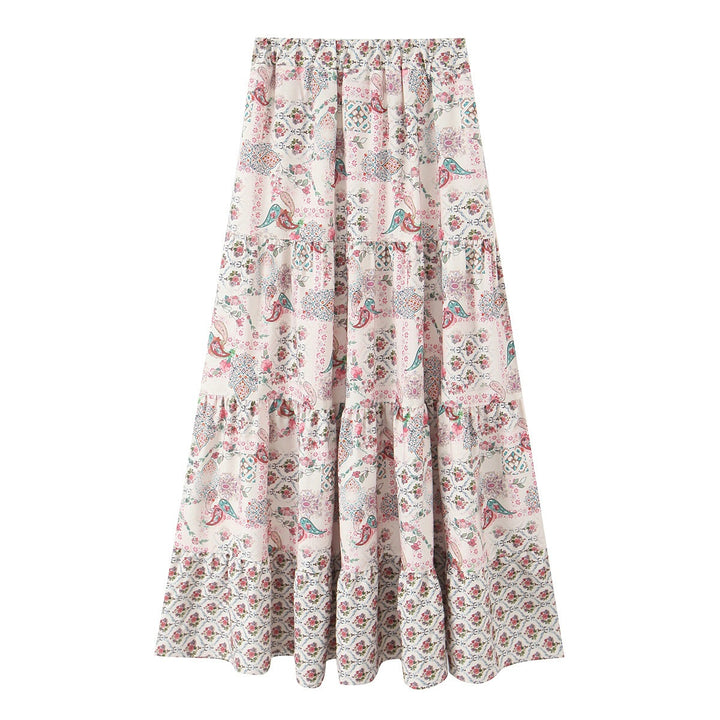 Damen Maxirock mit verspieltem Patchwork-Muster und voluminöser Silhouette Drune