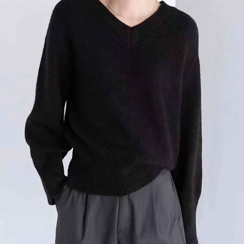 Damen V-Ausschnitt Pullover aus weichem Strick Drune