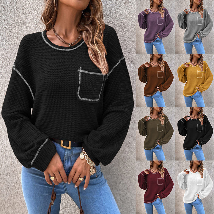 Damen lässiger Pullover mit modischen Puffärmeln Drune