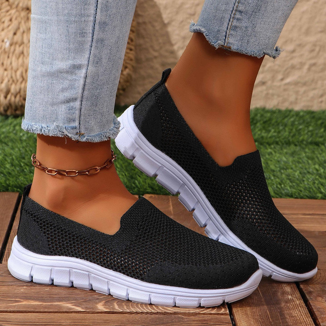 Damen Slip-On Freizeitschuhe mit atmungsaktiver Netzstruktur Drune