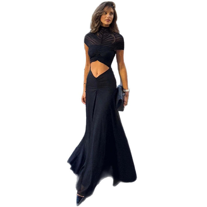 Damen elegantes Wickeloberteil mit taillierter Silhouette und fließendem Rock Drune