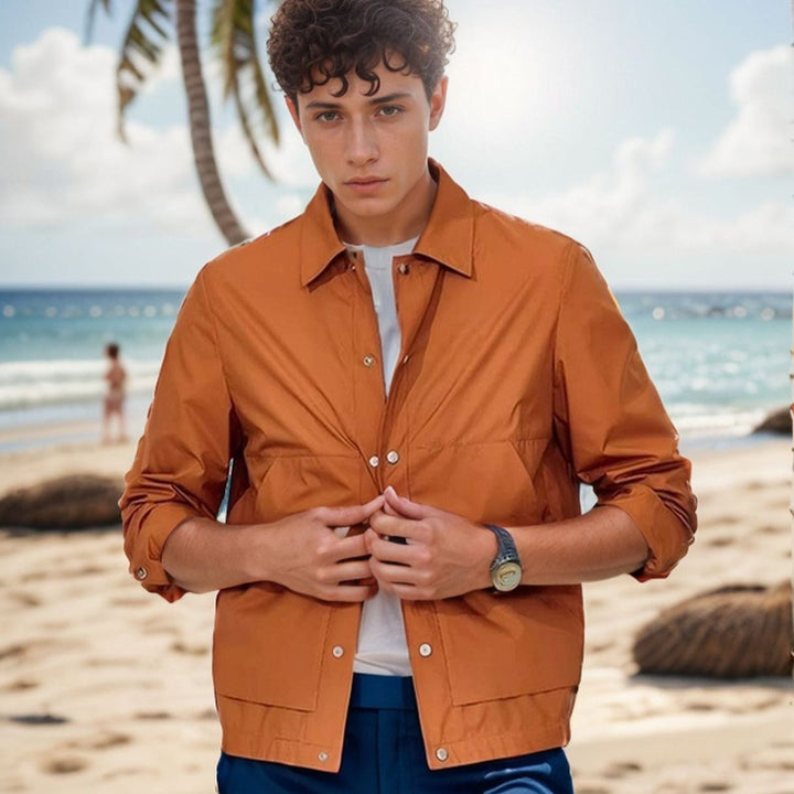 Herren lässige Outdoor-Jacke mit praktischem Druckknopfverschluss und atmungsaktivem Material Drune