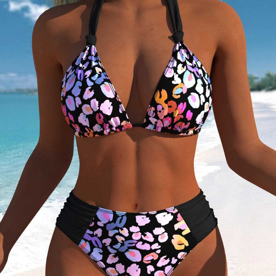 Damen Bikini-Set mit modernen Polka-Dots und hoch taillierter Bikini-Hose Drune