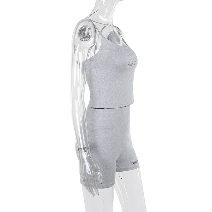 Damen sportliches Crop-Top und Shorts-Set Drune
