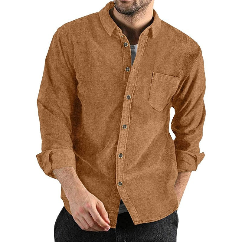 Herren Cordhemd mit button-down Kragen und Brusttasche Drune