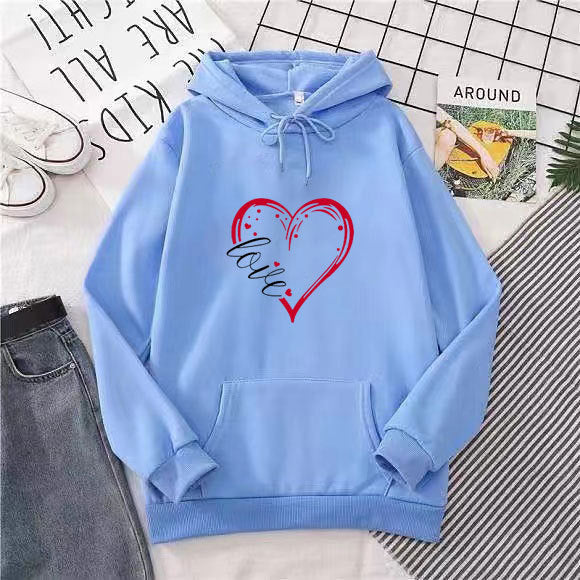 Damen Kapuzenpullover mit romantischem Herz-Design und hochwertigem Fleece Drune