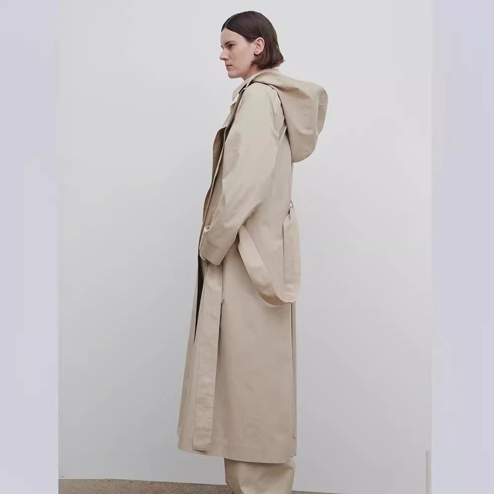 Damen Langer Oversize-Trenchcoat mit breitem Kragen Drune
