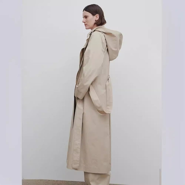 Damen Langer Oversize-Trenchcoat mit breitem Kragen Drune