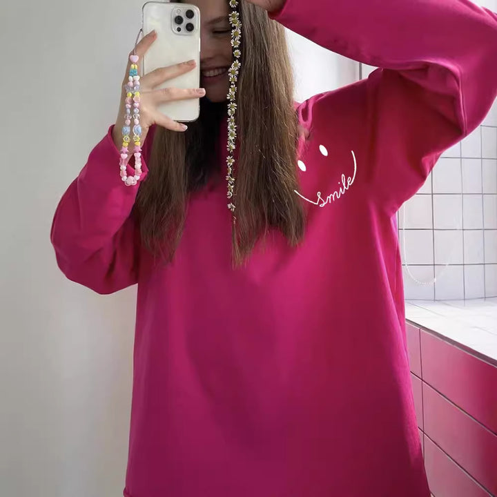 Damen lässiges Sweatshirt mit lächelndem Print Drune