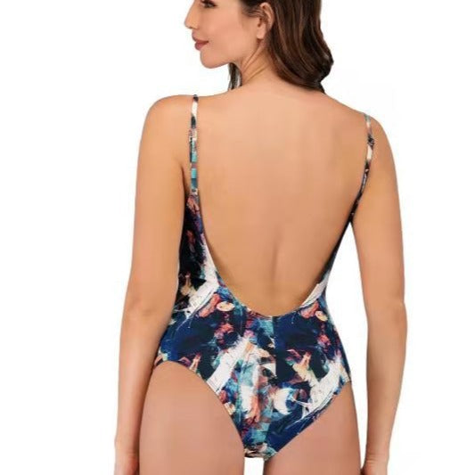 Damen Einteiler-Badeanzug mit floralem Kunstdesign Drune