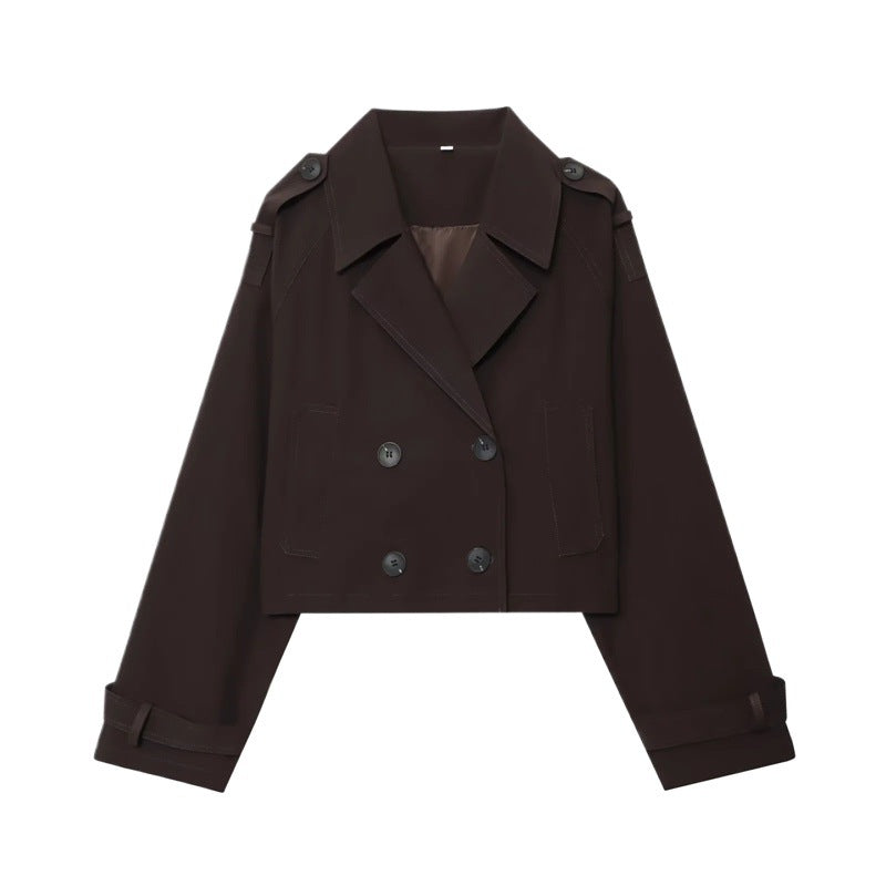 Damen Modische Kurzjacke im doppelten Knopfdesign Drune