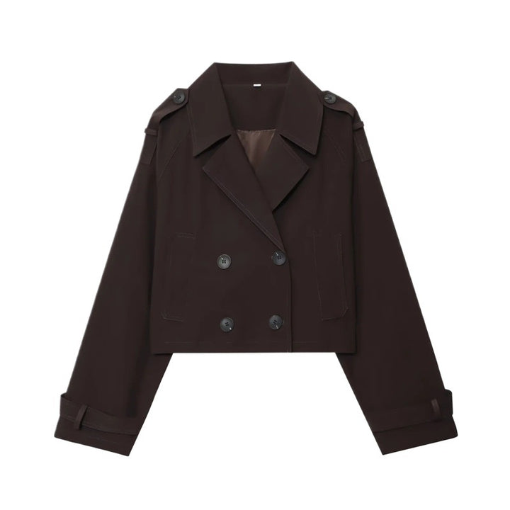 Damen Modische Kurzjacke im doppelten Knopfdesign Drune