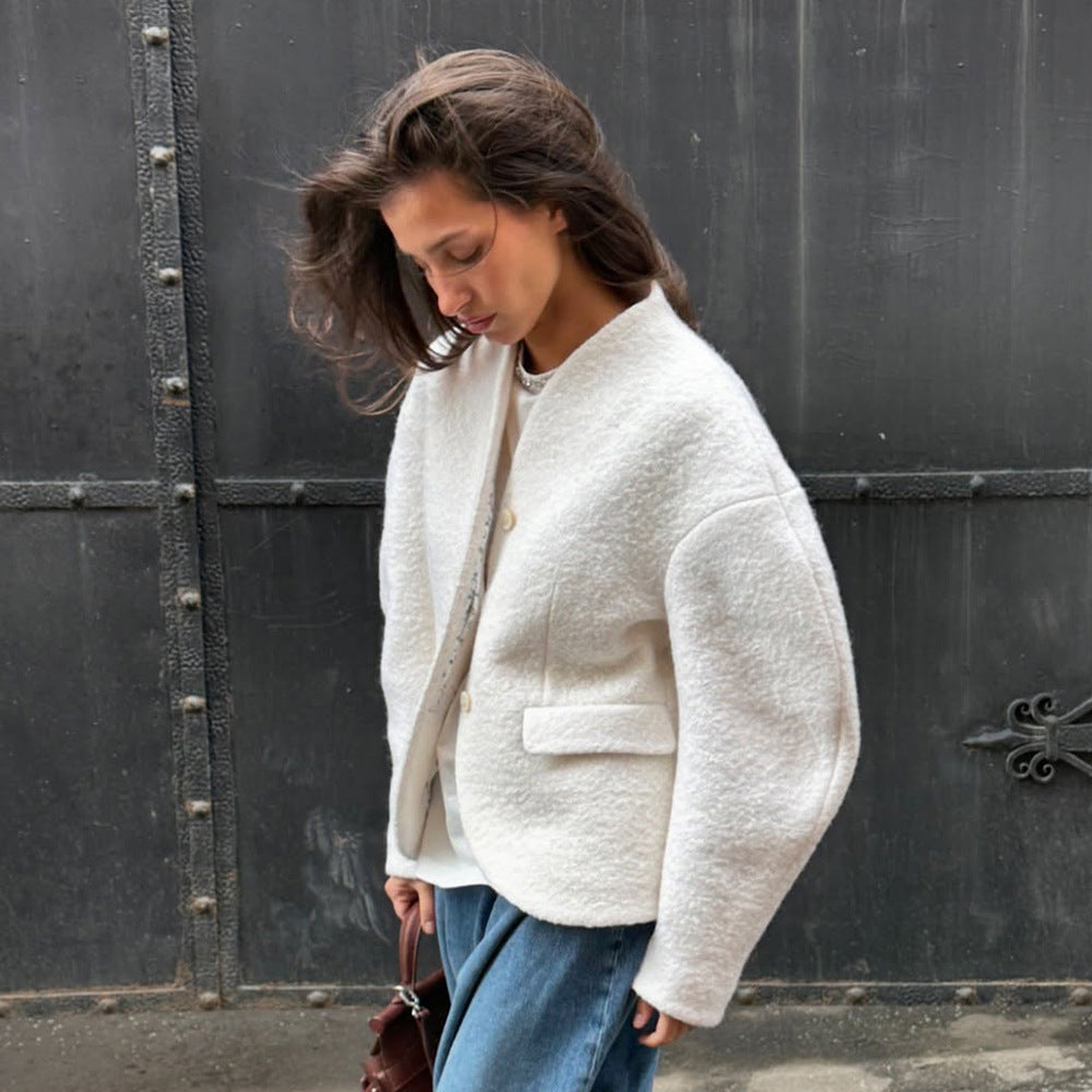 Damen Oversized Blazerjacke aus kuscheligem Material Drune