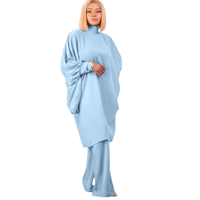 Damen modisches Oversized-Set mit hohem Kragen und weiten Ärmeln Drune