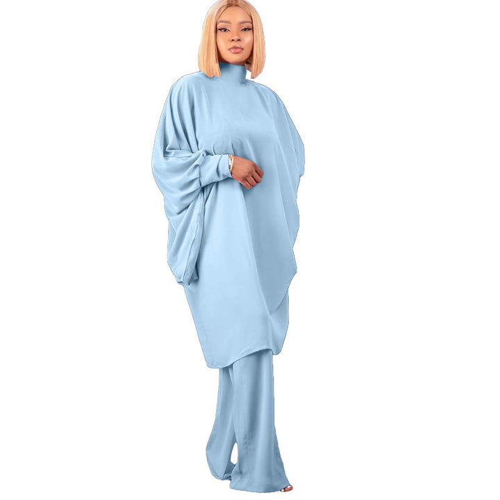 Damen modisches Oversized-Set mit hohem Kragen und weiten Ärmeln Drune