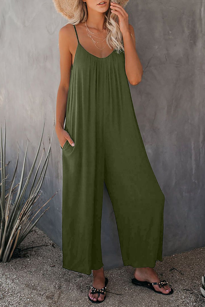 Damen lässiger Jumpsuit mit dekorativen Trägern und leichtem, fließendem Stoff Drune