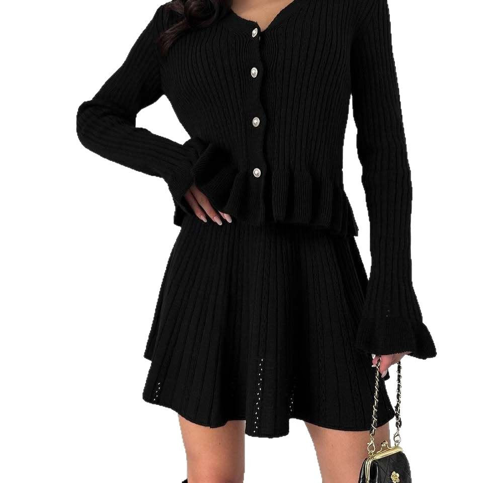 Damen lässiges Kleid mit Plissee und Peplum Drune