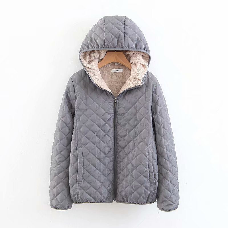 Damen gesteppte Winterjacke mit kuscheligem Innenfutter und Kapuze Drune
