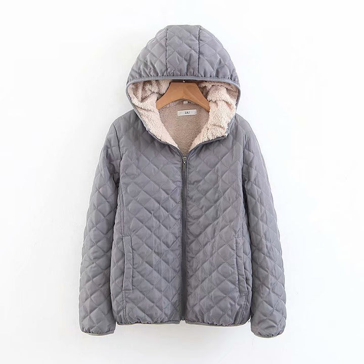 Damen gesteppte Winterjacke mit kuscheligem Innenfutter und Kapuze Drune