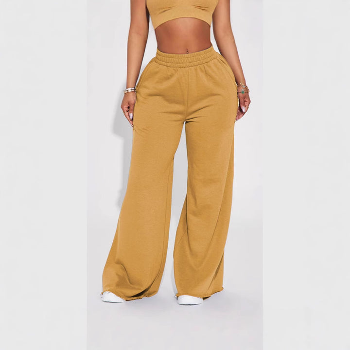 Damen nan weite High-Waist Loungehose mit elastischem Bund und praktischen Seitentaschen Drune