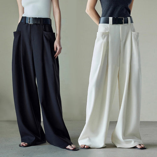 Damen elegante und weit geschnittene Palazzo-Hose Drune