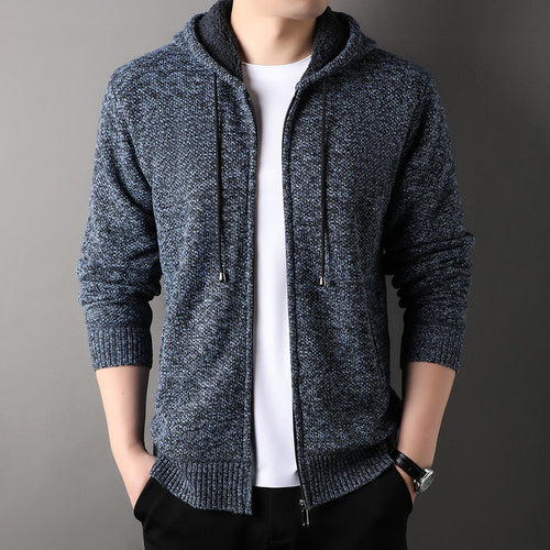 Herren modische Strickjacke mit Kapuze und weich gefüttertem Innenfutter Drune