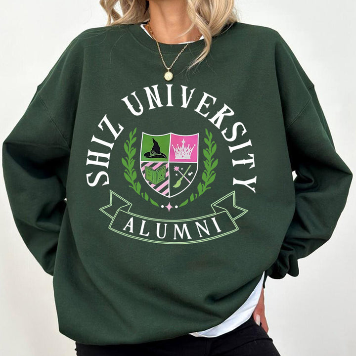Damen Oversized Sweatshirt mit Universitätsemblem und lässigem Schnitt Drune